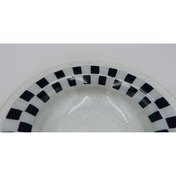 Peggy Karr Fused Glass Checkerboard Pineapple Bowl Plate Dish 8 Inch Signed - Picture 6 of 8